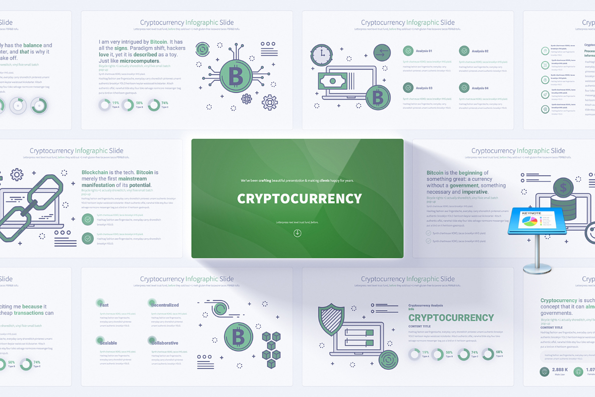 Modern Cryptocurrency Keynote Template | Customizable Infographics | High-Definition | Easy-to-Use